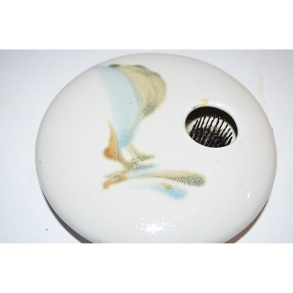 Vtg Georgetown Pottery Maine Glazed Porcelain Flower Frog Vase Abstract Design - Picture 5 of 6